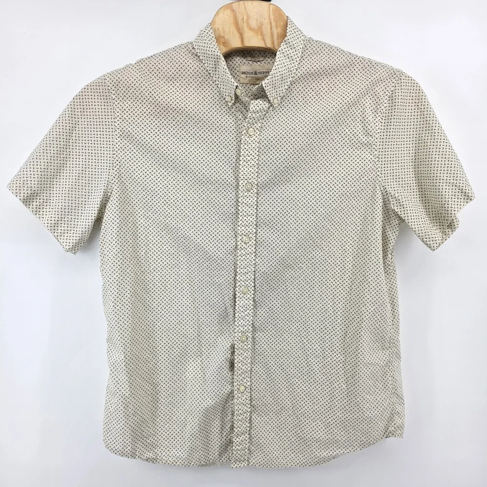 Denim & Supply Ralph Lauren Mens XxL Slim Fit Anchor Print Short Sleeve Shirt